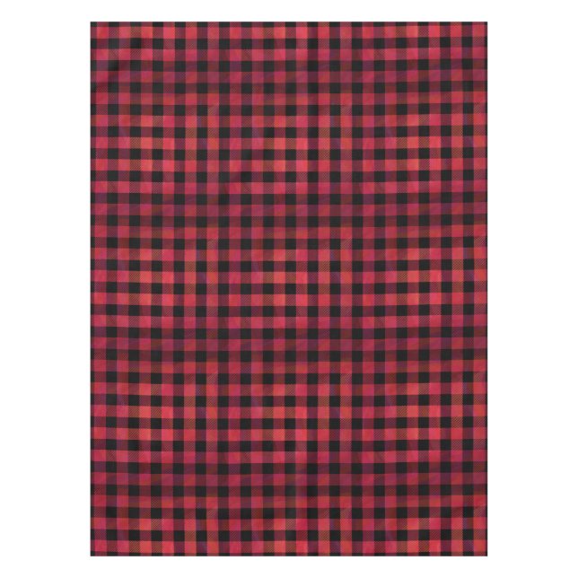 Chequered Plaid Red and Black Tablecloth (Front)