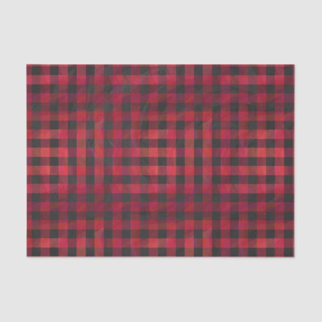 Chequered Plaid Red and Black Tissue Paper (Front)