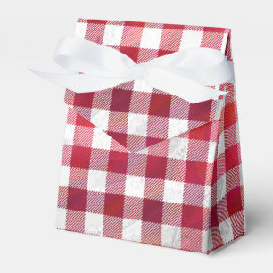Chequered Plaid Red and White Favour Box