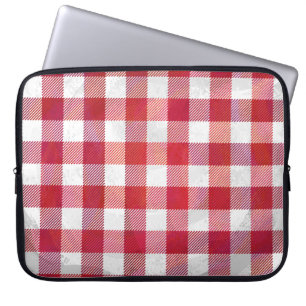 Chequered Plaid Red and White Laptop Sleeve