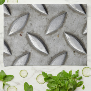 Chequered Plate Industrial Warehouse Steel Chic Tea Towel