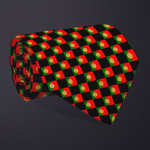 Chequered Portugal Flag Pattern Tie