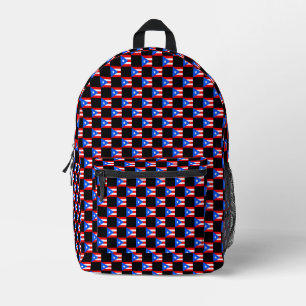 Chequered Puerto Rico Flag Pattern Printed Backpack