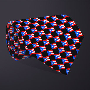 Chequered Puerto Rico Flag Pattern Tie