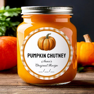 Chequered pumpkin chutney canning label