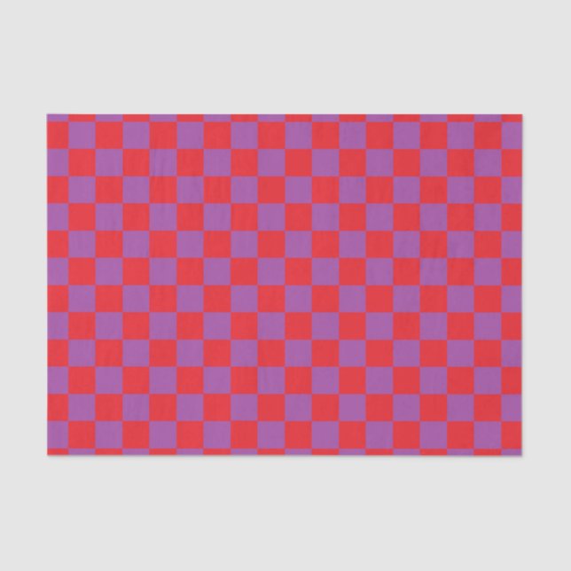 Chequered Purple and Red Tissue Paper (Front)