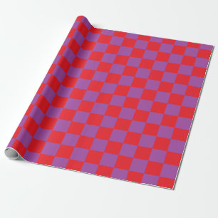 Chequered Purple and Red Wrapping Paper