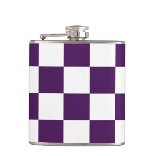Chequered Purple and White Hip Flask
