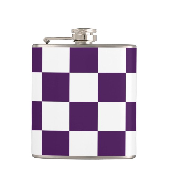 Chequered Purple and White Hip Flask (Front)