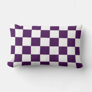 Chequered Purple and White Lumbar Cushion