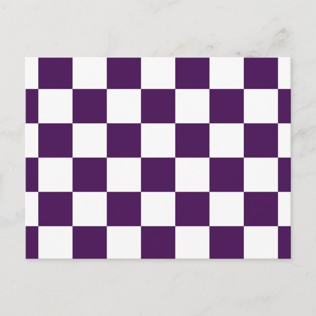 Chequered Purple and White Postcard (Front)