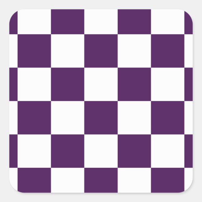 Chequered Purple and White Square Sticker (Front)