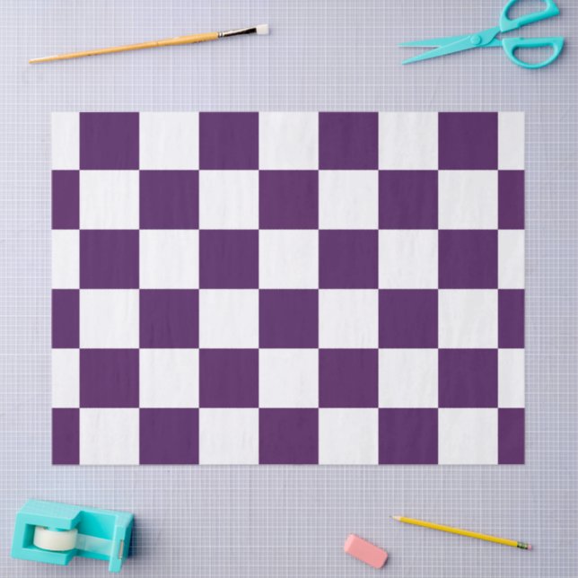 Chequered Purple and White Tissue Paper (Craft)