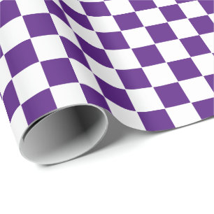 Chequered purple and White  Wrapping Paper