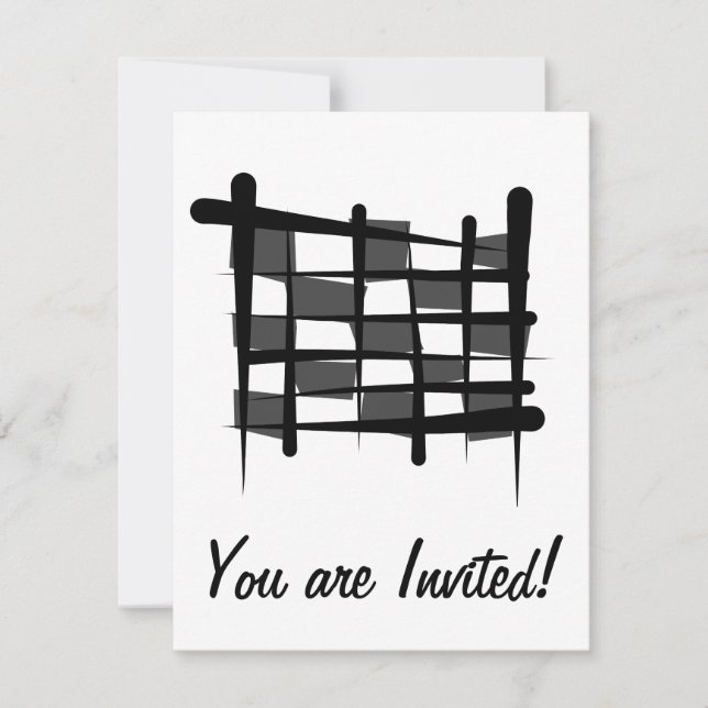 Chequered Racing Brush Flag Invitation (Front)