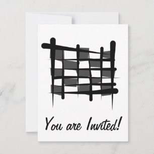 Chequered Racing Brush Flag Invitation