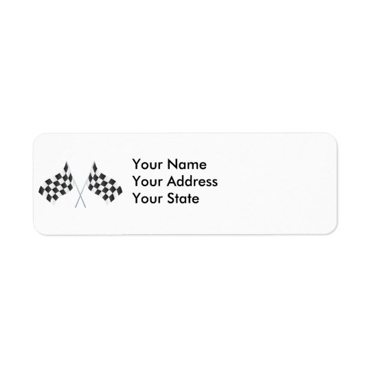 chequered racing flags graphic return address label