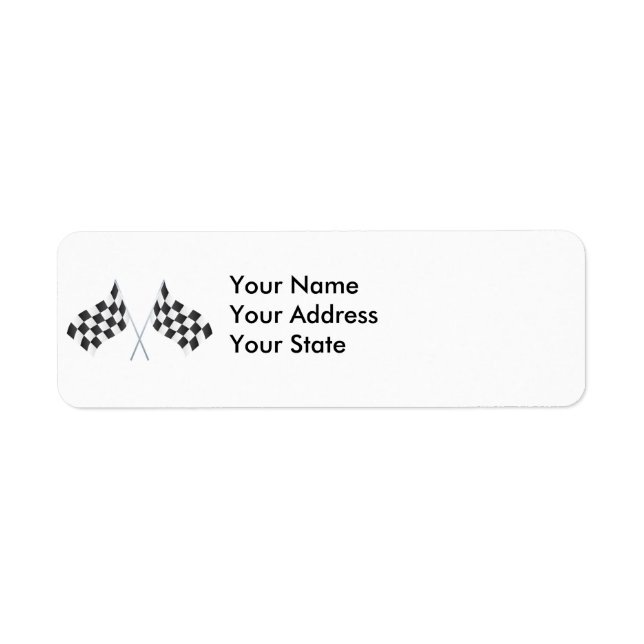 chequered racing flags graphic return address label (Front)