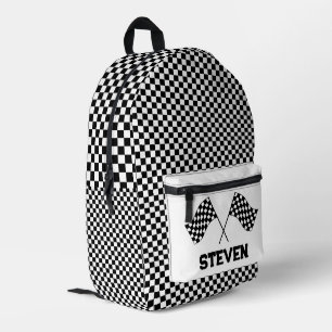 Chequered Racing Flags Personalised Printed Backpack