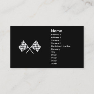 chequered racing flags with a black background business card