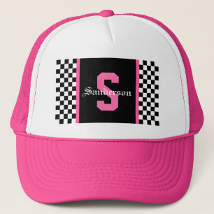 Chequered Racing Stripe Trucker Hat