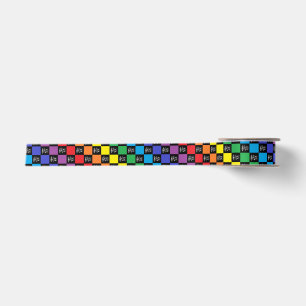 Chequered Rainbow Black and Musical Notes Satin Ribbon