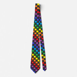 Chequered Rainbow Black and Musical Notes Tie