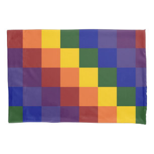 Chequered Rainbow Geometric Pattern Pillowcase