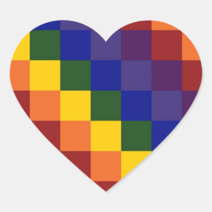 Chequered Rainbow Heart Sticker