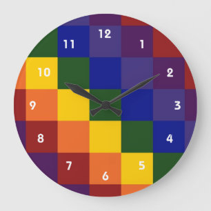 Chequered Rainbow Large Clock