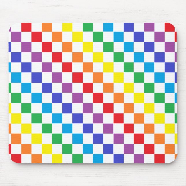 Chequered Rainbow Mouse Pad (Front)