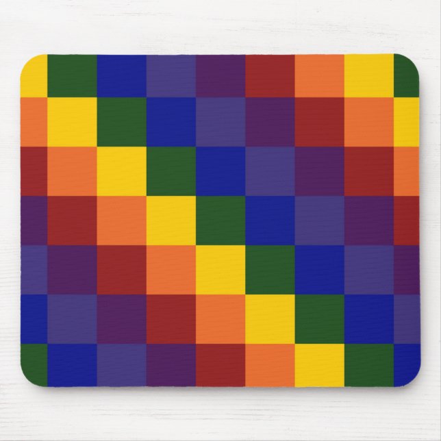 Chequered Rainbow Mouse Pad (Front)