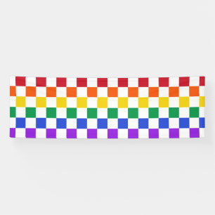 Chequered Rainbow Plaid Colourful Banner