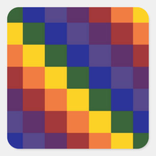 Chequered Rainbow Square Sticker