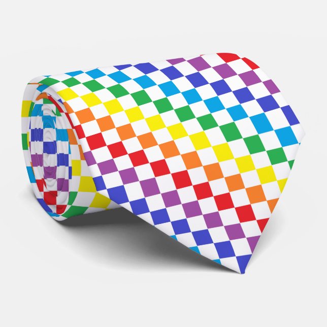 Chequered Rainbow Tie (Rolled)