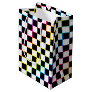 Chequered Rainbow white Medium Gift Bag