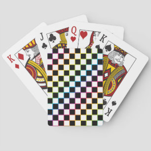 Chequered Rainbow white Playing Cards