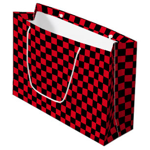 Chequered Red and Black  Large Gift Bag