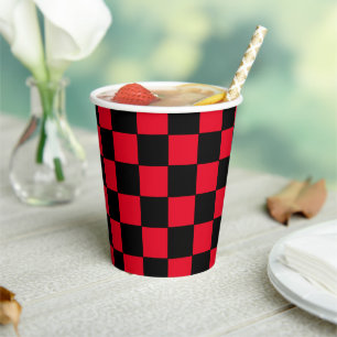 Chequered Red and Black Paper Cups