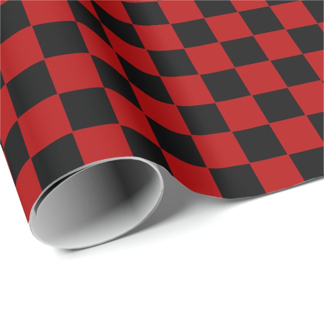 Chequered Red and Black  Wrapping Paper (Roll Corner)