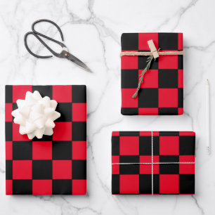 Chequered Red  and Black  Wrapping Paper Sheet