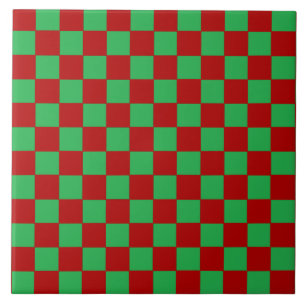 Chequered Red and Green Ceramic Tile