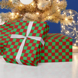 Chequered Red and Green Wrapping Paper