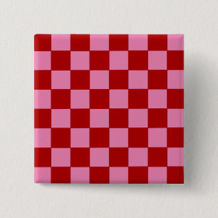 Chequered Red and Hot Pink 15 Cm Square Badge