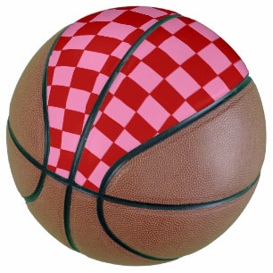 Chequered Red and Hot Pink  Basketball