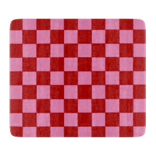 Chequered Red and Hot Pink  Cutting Board