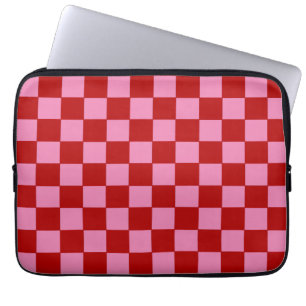 Chequered Red and Hot Pink  Laptop Sleeve