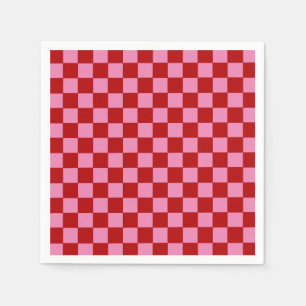 Chequered Red and Hot Pink  Napkin