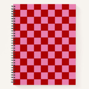 Chequered Red and Hot Pink  Notebook