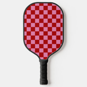 Chequered Red and Hot Pink  Pickleball Paddle